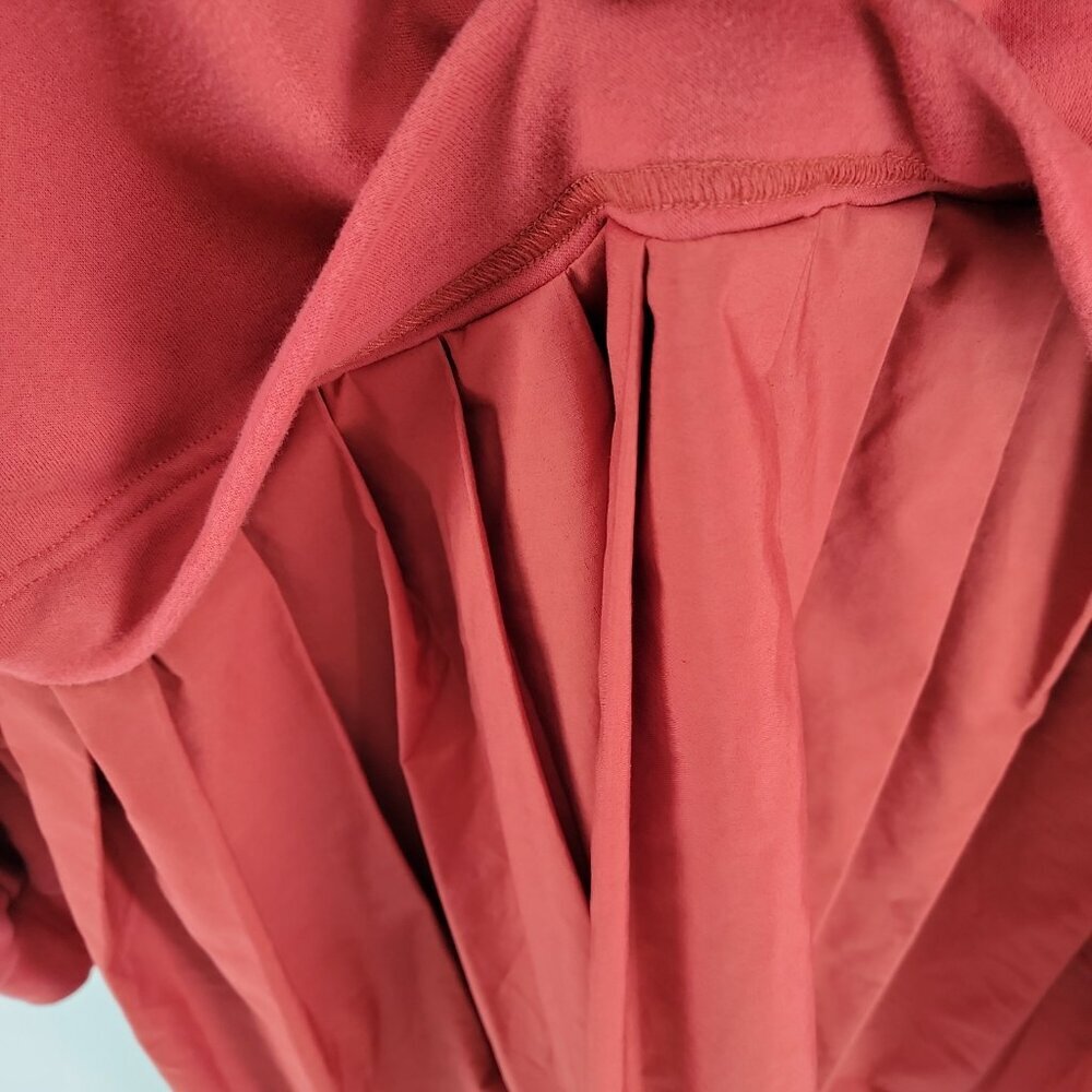 ANRABESS Red Sweatshirt Dress XL – Cozy Pleated Skirt Tunic, Holiday Casual - Picture 6 of 6